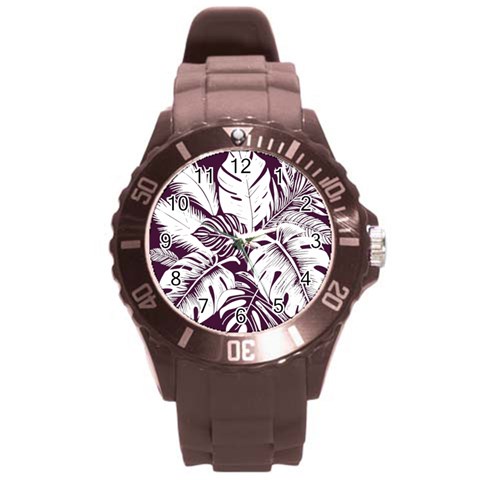 Abstract Art Tropical Leaves Round Plastic Sport Watch (L) from ArtsNow.com Front