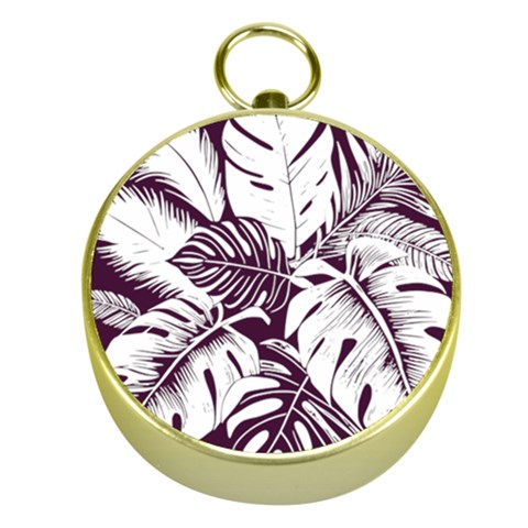 Abstract Art Tropical Leaves Gold Compasses from ArtsNow.com Front