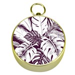 Abstract Art Tropical Leaves Gold Compasses