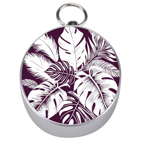 Abstract Art Tropical Leaves Silver Compasses from ArtsNow.com Front