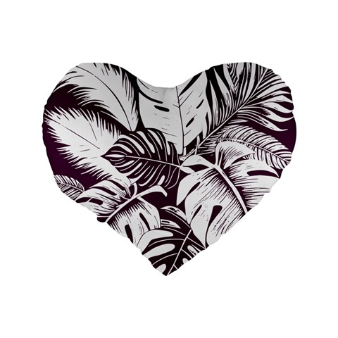 Abstract Art Tropical Leaves Standard 16  Premium Flano Heart Shape Cushions from ArtsNow.com Back