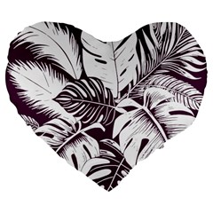 Abstract Art Tropical Leaves Large 19  Premium Flano Heart Shape Cushions from ArtsNow.com Front