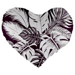 Abstract Art Tropical Leaves Large 19  Premium Flano Heart Shape Cushions