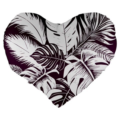 Abstract Art Tropical Leaves Large 19  Premium Flano Heart Shape Cushions from ArtsNow.com Back