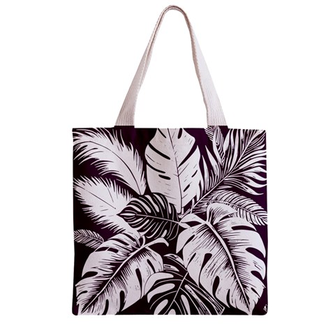 Abstract Art Tropical Leaves Zipper Grocery Tote Bag from ArtsNow.com Front