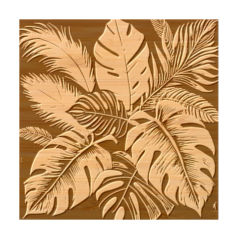 Abstract Art Tropical Leaves Bamboo Coaster Set from ArtsNow.com Coaster 4