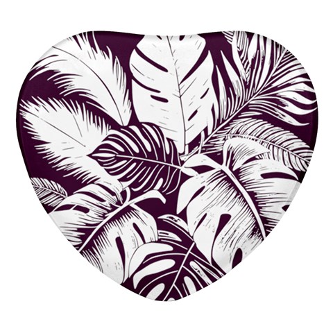 Abstract Art Tropical Leaves Heart Glass Fridge Magnet (4 pack) from ArtsNow.com Front