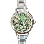 Abstract Art Tropical Leaves Round Italian Charm Watch