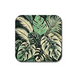 Abstract Art Tropical Leaves Rubber Coaster (Square)