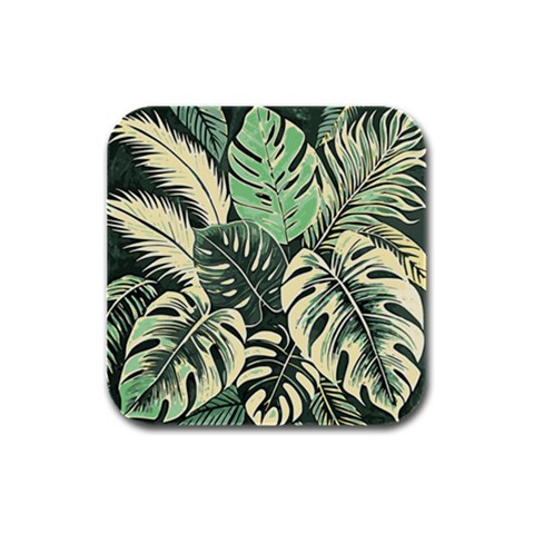 Abstract Art Tropical Leaves Rubber Square Coaster (4 pack) from ArtsNow.com Front