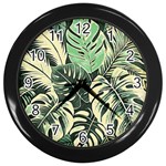 Abstract Art Tropical Leaves Wall Clock (Black)