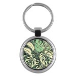 Abstract Art Tropical Leaves Key Chain (Round)