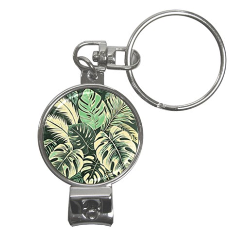 Abstract Art Tropical Leaves Nail Clippers Key Chain from ArtsNow.com Front