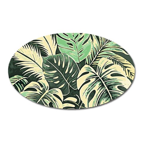 Abstract Art Tropical Leaves Oval Magnet from ArtsNow.com Front