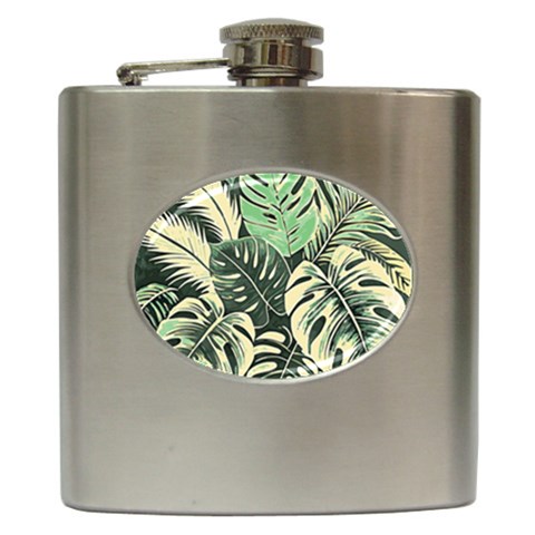 Abstract Art Tropical Leaves Hip Flask (6 oz) from ArtsNow.com Front