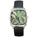 Abstract Art Tropical Leaves Square Metal Watch