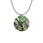 Abstract Art Tropical Leaves 1  Button Necklace