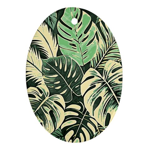 Abstract Art Tropical Leaves Oval Ornament (Two Sides) from ArtsNow.com Back