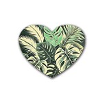 Abstract Art Tropical Leaves Rubber Coaster (Heart)