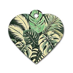 Abstract Art Tropical Leaves Dog Tag Heart (Two Sides) from ArtsNow.com Front