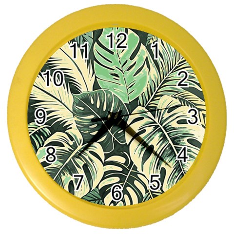 Abstract Art Tropical Leaves Color Wall Clock from ArtsNow.com Front