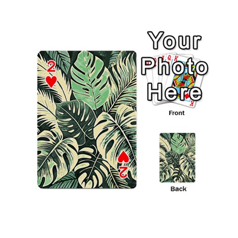 Abstract Art Tropical Leaves Playing Cards 54 Designs (Mini) from ArtsNow.com Front - Heart2