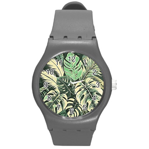 Abstract Art Tropical Leaves Round Plastic Sport Watch (M) from ArtsNow.com Front