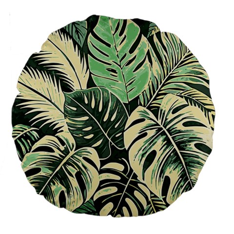 Abstract Art Tropical Leaves Large 18  Premium Round Cushions from ArtsNow.com Back