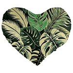 Abstract Art Tropical Leaves Large 19  Premium Heart Shape Cushions