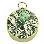 Abstract Art Tropical Leaves Gold Compasses