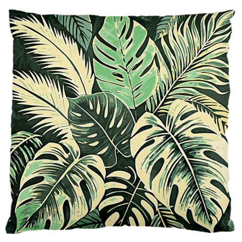 Abstract Art Tropical Leaves Large Premium Plush Fleece Cushion Case (Two Sides) from ArtsNow.com Back