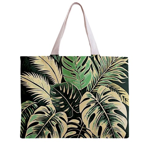 Abstract Art Tropical Leaves Zipper Mini Tote Bag from ArtsNow.com Front