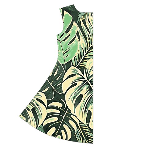 Abstract Art Tropical Leaves Short Sleeve V Back Left