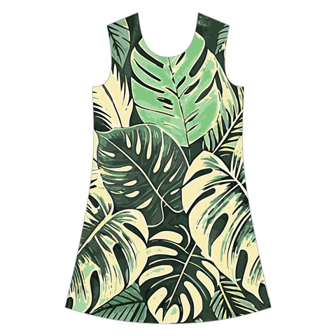 Abstract Art Tropical Leaves Kids  Short Sleeve Velvet Dress from ArtsNow.com Front