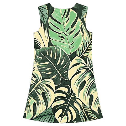 Abstract Art Tropical Leaves Kids  Short Sleeve Velvet Dress from ArtsNow.com Back