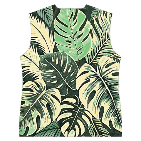 Abstract Art Tropical Leaves Women s Button Up Vest from ArtsNow.com Back