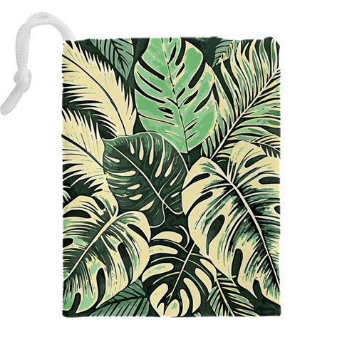 Abstract Art Tropical Leaves Drawstring Pouch (5XL) from ArtsNow.com Back