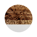 Abstract Art Tropical Leaves Marble Wood Coaster (Round)