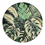 Abstract Art Tropical Leaves Round Glass Fridge Magnet (4 pack)