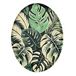 Abstract Art Tropical Leaves Oval Glass Fridge Magnet (4 pack)