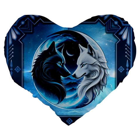 Awesome Wolves Large 19  Premium Heart Shape Cushions from ArtsNow.com Back