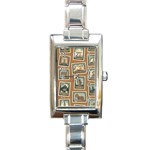 Retro Postage Seamless Pattern Rectangle Italian Charm Watch