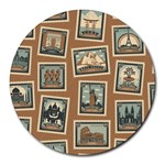 Retro Postage Seamless Pattern Round Mousepad