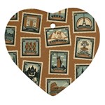 Retro Postage Seamless Pattern Ornament (Heart)