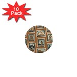 Retro Postage Seamless Pattern 1  Mini Buttons (10 pack) 