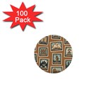 Retro Postage Seamless Pattern 1  Mini Buttons (100 pack) 