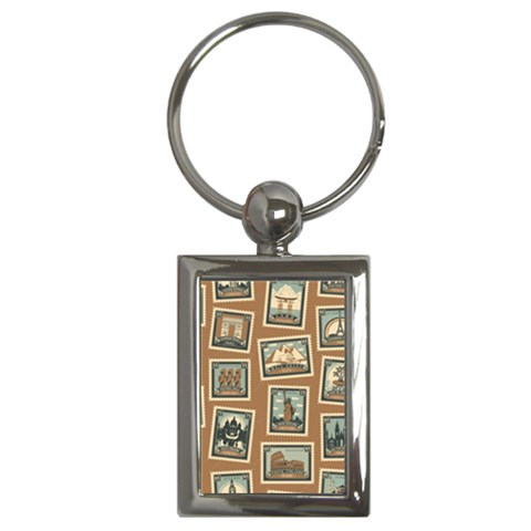 Retro Postage Seamless Pattern Key Chain (Rectangle) from ArtsNow.com Front