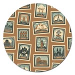 Retro Postage Seamless Pattern Magnet 5  (Round)