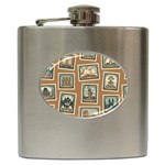 Retro Postage Seamless Pattern Hip Flask (6 oz)