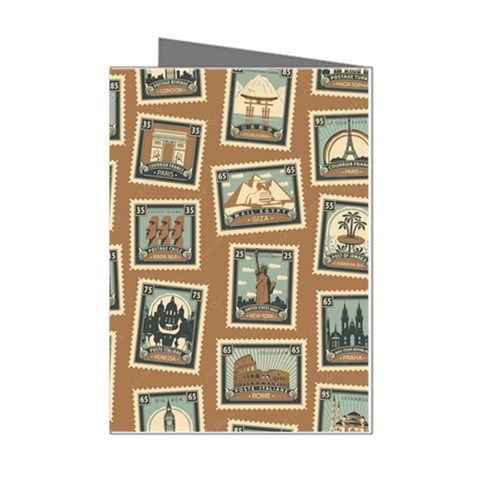 Retro Postage Seamless Pattern Mini Greeting Cards (Pkg of 8) from ArtsNow.com Left